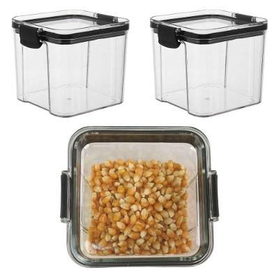 Kit 2 Potes Herméticos Acrílico Transparente Tampa Trava Multiuso Leva Pra Malhar