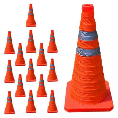 Kit 14 Cones de Sinalização Retrátil SU-CONE1-1 Dobrável Laranja Leva Pra Casa