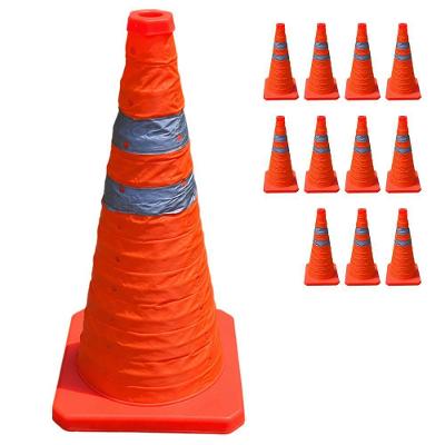 Kit 11 Cones de Sinalização Retrátil 70cm Faixas Refletivas Laranja Leva Pra Casa