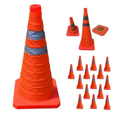 Kit 14 Cones Retráteis Viários SU-CONE1-1 Refletivos 70cm Laranja Leva Pro Pet