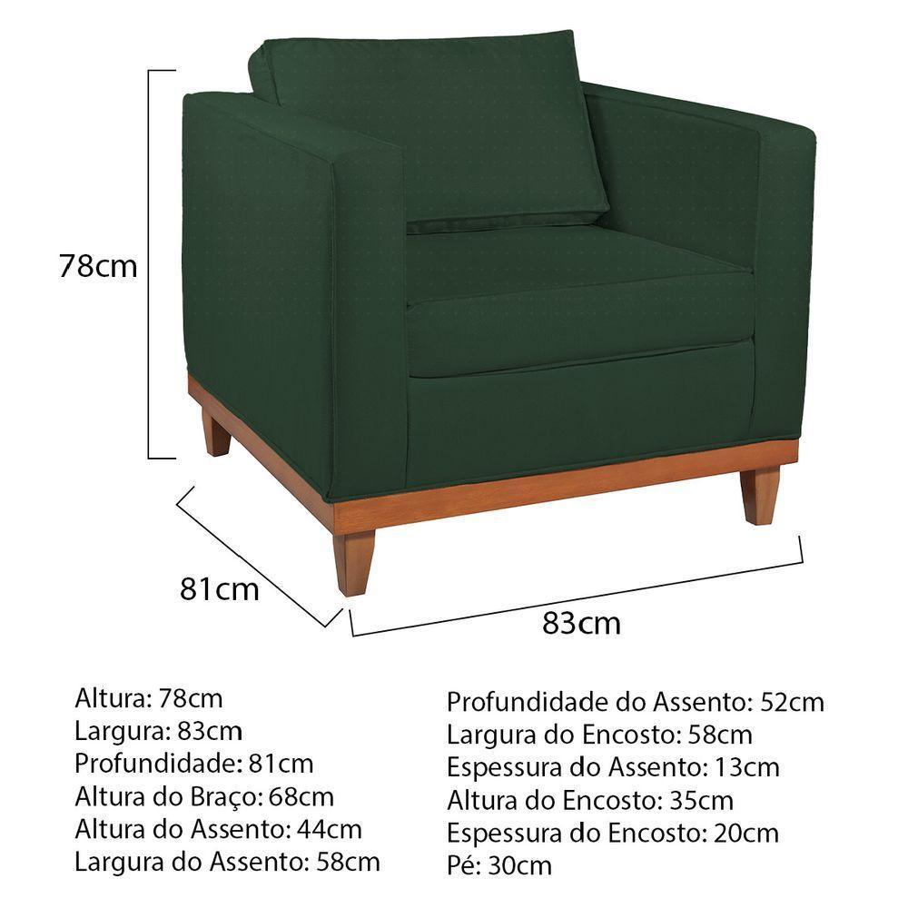 Kit Sofá 2 E 3 Lugares E 2 Poltronas Europa 180 Cm Linho - Amarena Móveis Verde - 6