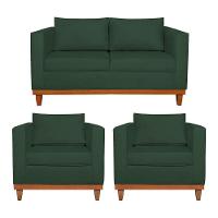 Kit Sofá 2 E 3 Lugares E 2 Poltronas Europa 180 Cm Linho - Amarena Móveis Verde - 1