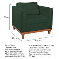 Kit Sofá 2 E 3 Lugares E 2 Poltronas Europa 180 Cm Linho - Amarena Móveis Verde - 6