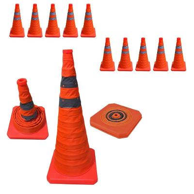 Kit 10 Cones Retrátil 70cm Faixas Refletivas Dobráveis Laranja Leva Pra Malhar