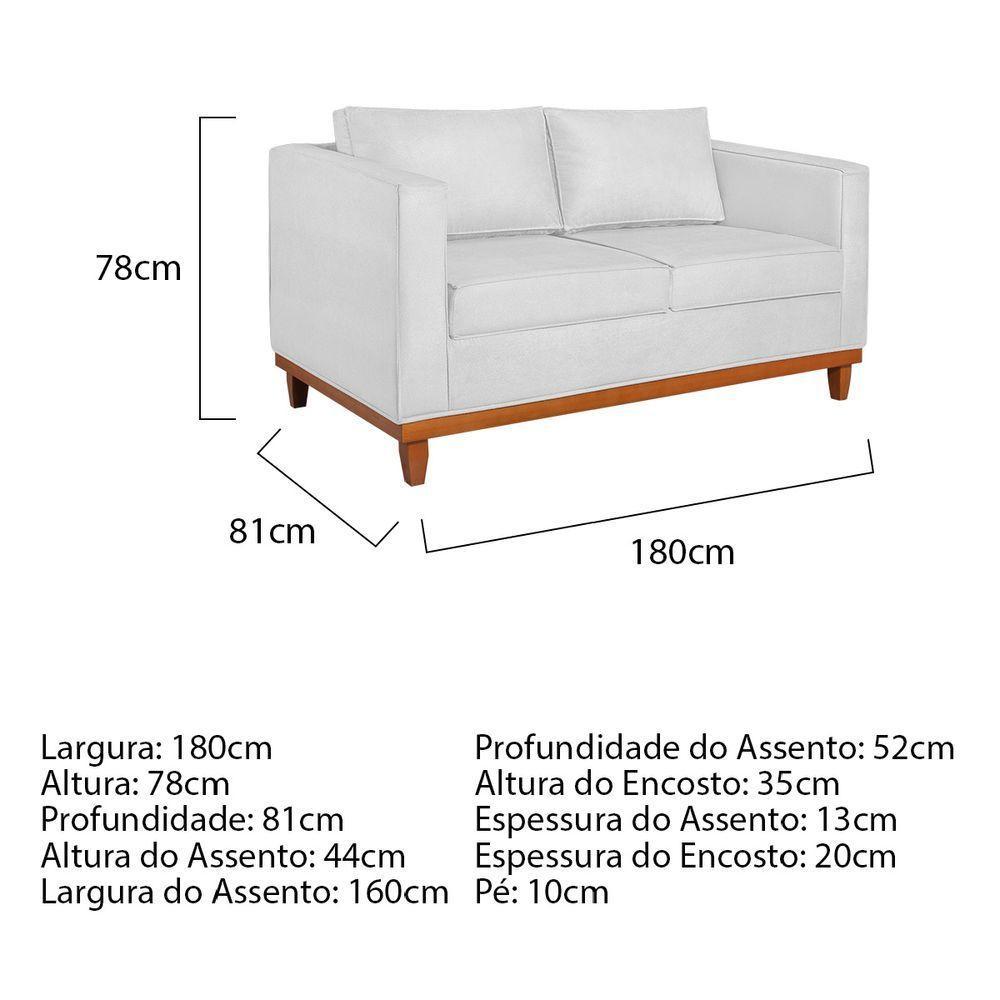 Kit Sofá 2 E 3 Lugares E 2 Poltronas Europa 180 Cm Corano - Amarena Móveis Branco - 1