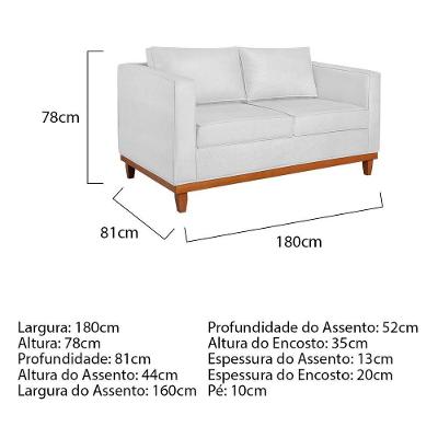 Kit Sofá 2 E 3 Lugares E 2 Poltronas Europa 180 Cm Corano - Amarena Móveis Branco