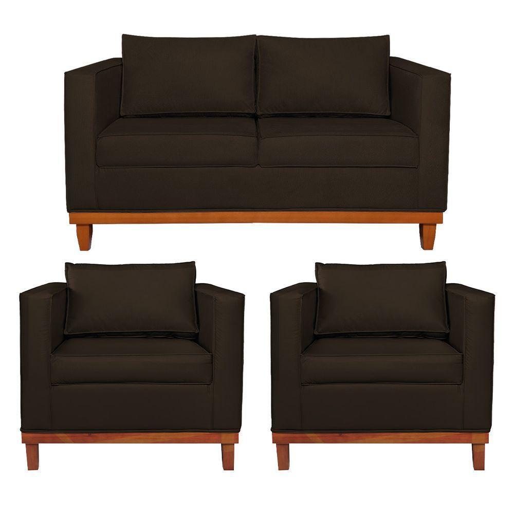 Kit Sofá 2 E 3 Lugares E 2 Poltronas Europa 180 Cm Corano - Amarena Móveis Marrom - 2
