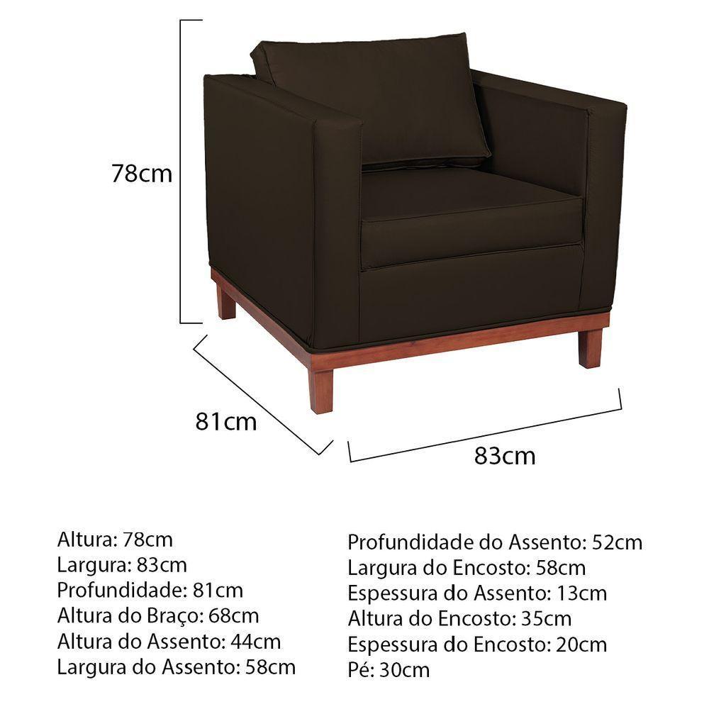 Kit Sofá 2 E 3 Lugares E 2 Poltronas Europa 180 Cm Corano - Amarena Móveis Marrom - 7