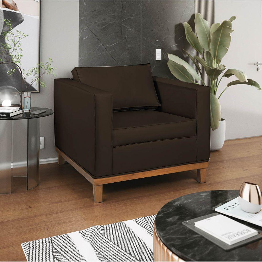 Kit Sofá 2 E 3 Lugares E 2 Poltronas Europa 180 Cm Corano - Amarena Móveis Marrom - 9