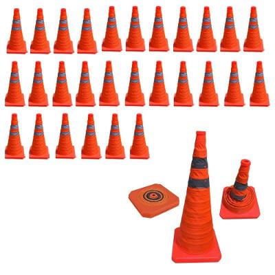 Kit 30 Cones Retráteis SU-CONE2-1 Dobráveis Faixas Refletivas Laranja Leva Pra Casa
