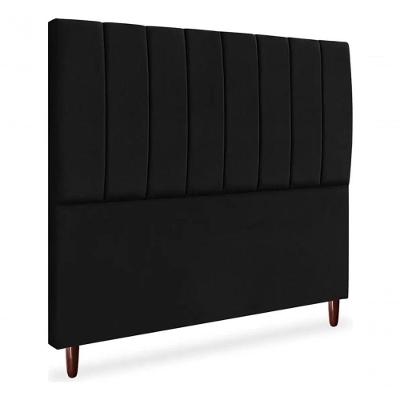Cabeceira Carla Casal 140cm no Box Estofada Suede Preto do Lar Móveis e Decoração