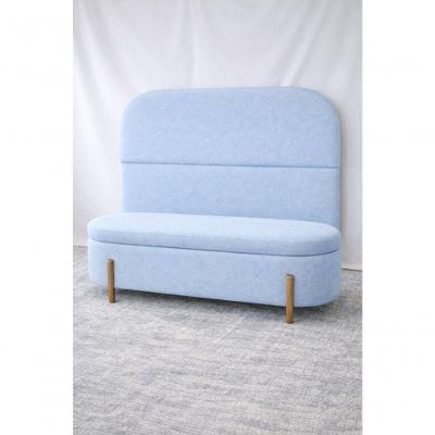 Kit Atenas Cabeceira Orgânica e Recamier Baú Casal 140cm Suede Azul Bebê do Lar Móveis e Decoração