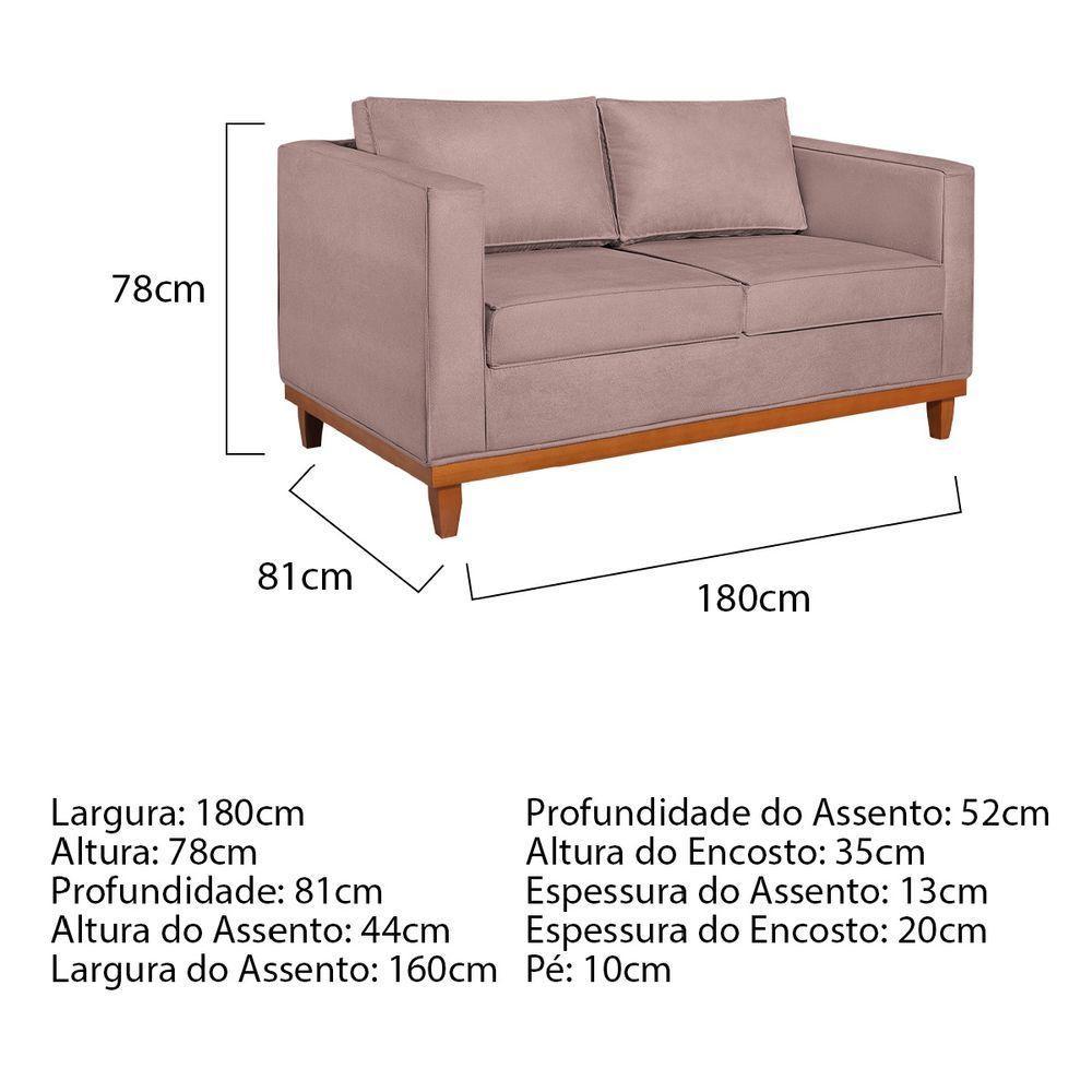 Kit Sofá 2 E 3 Lugares E 2 Poltronas Europa 180 Cm Linho - Amarena Móveis Rosê - 7