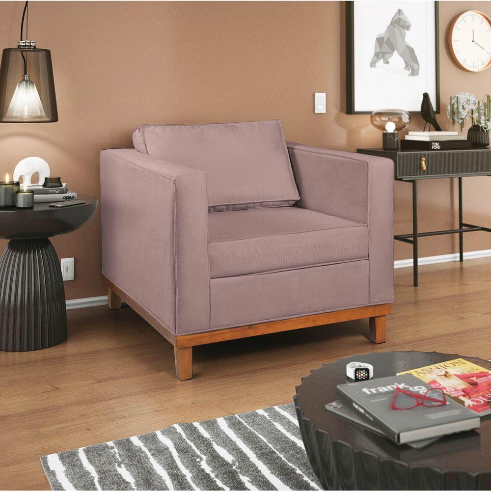 Kit Sofá 2 E 3 Lugares E 2 Poltronas Europa 180 Cm Linho - Amarena Móveis Rosê - 8