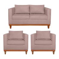 Kit Sofá 2 E 3 Lugares E 2 Poltronas Europa 180 Cm Linho - Amarena Móveis Rosê - 2