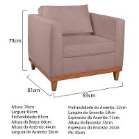 Kit Sofá 2 E 3 Lugares E 2 Poltronas Europa 180 Cm Linho - Amarena Móveis Rosê - 6