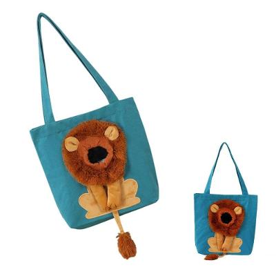 Bolsa de Transporte Leva Pro Pet Cães e Gatos Estampa Leão Azul Náilon