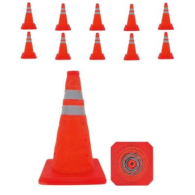 Kit 10 Cones de Sinalização Retrátil SU-CONE1-1 70cm Refletivo Laranja Leva Pra Casa