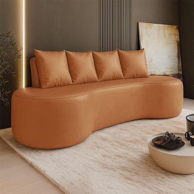 Sofá Benin 3 Lugares Orgânico 210CM Caramelo Sintético PU D'Rossi