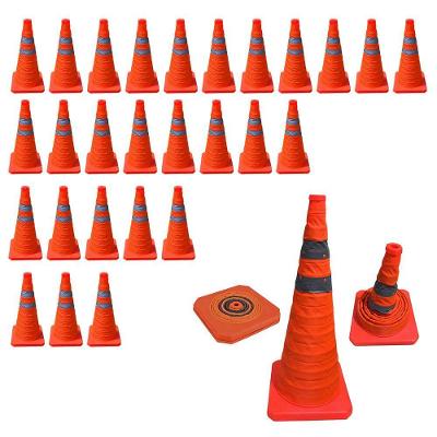 Kit 27 Cones Retráteis Refletivos 40cm Faixas Alta Intensidade Laranja Leva Pra Malhar