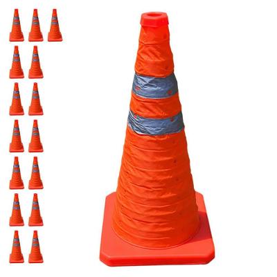 Kit 15 Cones de Sinalização Retrátil 70cm Dobráveis Faixas Refletivas Laranja Leva Pra Casa