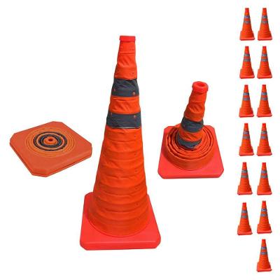 Kit 13 Cones de Sinalização Retrátil 70cm Faixas Refletivas Laranja Leva Pra Casa