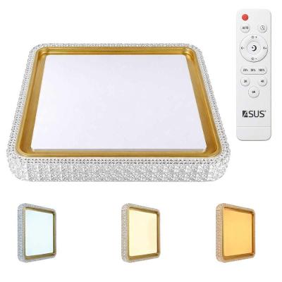 Lustre Plafon LED L10076 Multitemperatura 30W Controle Remoto Dourado Leva Pra Malhar