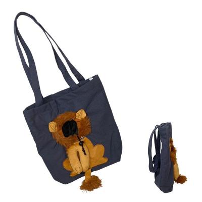 Bolsa de Transporte Pets Leva Pra Malhar BSL3905 Náilon Estampa Leão Cinza