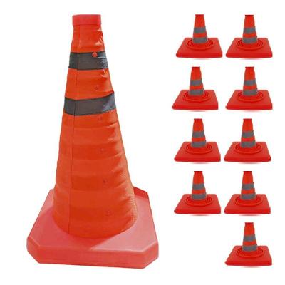 Kit 9 Cones de Sinalização Retrátil 70cm Faixas Refletivas Laranja Leva Pra Casa