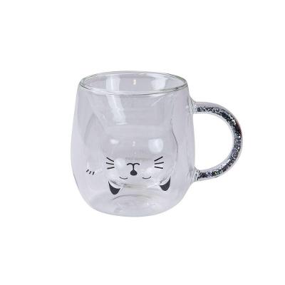 Caneca de Vidro Gato Glitter 200ML Estampa Gatinho Transparente Imaginarium