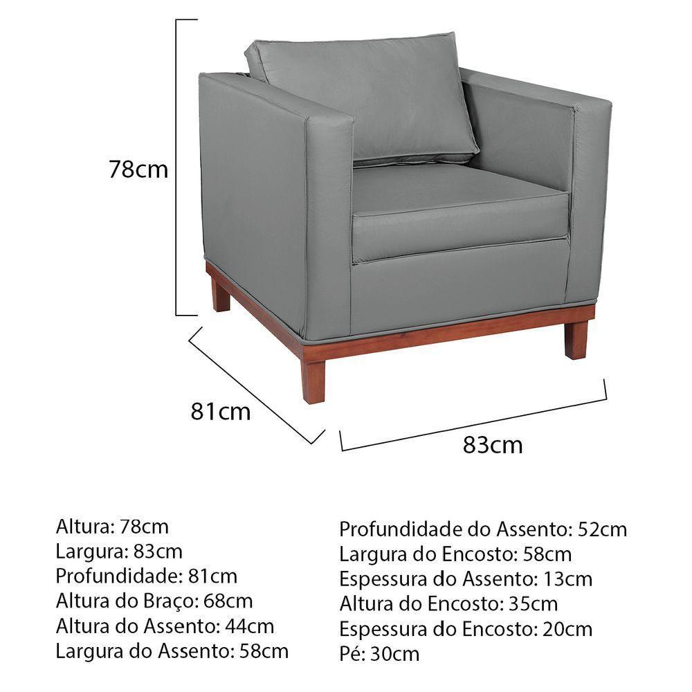 Kit Sofá 2 E 3 Lugares E 2 Poltronas Europa 180 Cm Corano - Amarena Móveis Cinza - 6