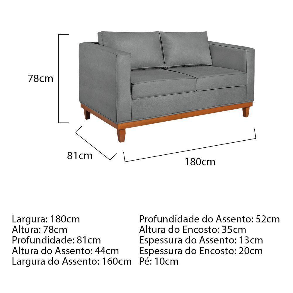 Kit Sofá 2 E 3 Lugares E 2 Poltronas Europa 180 Cm Corano - Amarena Móveis Cinza - 7