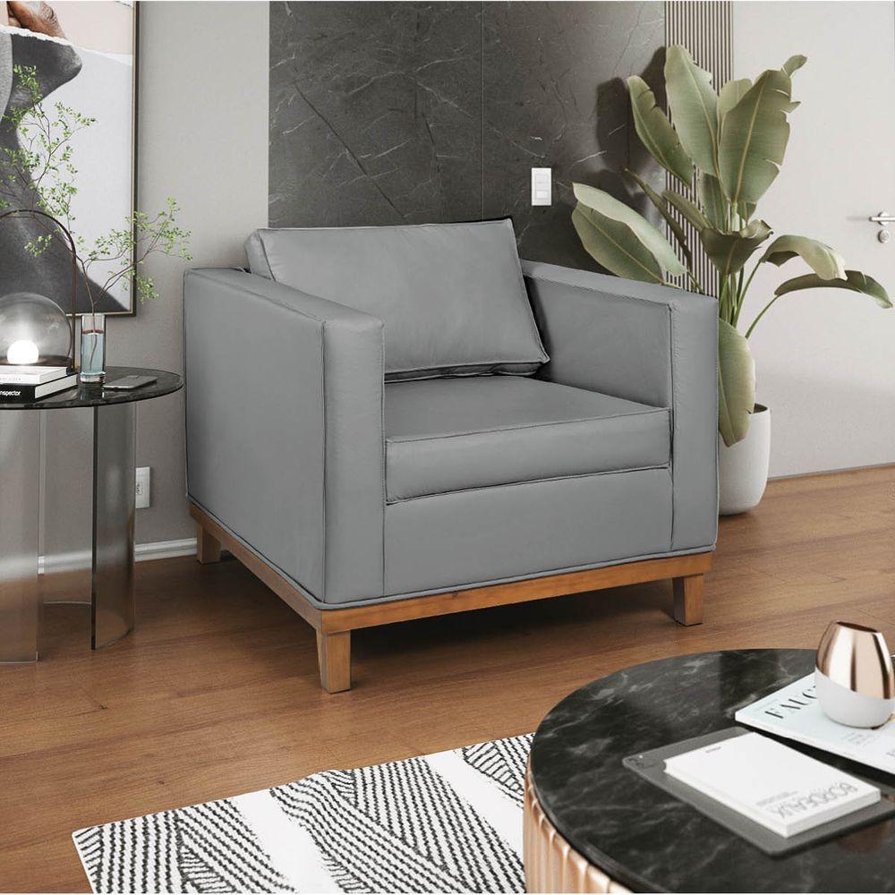 Kit Sofá 2 E 3 Lugares E 2 Poltronas Europa 180 Cm Corano - Amarena Móveis Cinza - 8