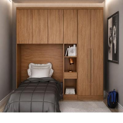 Guarda Roupa Modulado Solteiro Safira 018 6 Portas 3 Gavetas MDF Cumaru