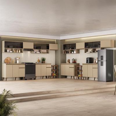 Cozinha Completa Atlanta Link 20 Portas 4 Gavetas MDF Amêndoa Carraro