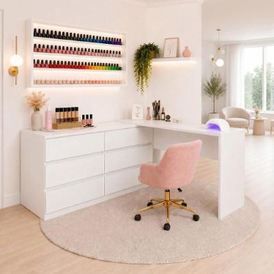 Mesa de Manicure em l Elegance MP6067 6 Gavetas 120CM Branco Multimóveis