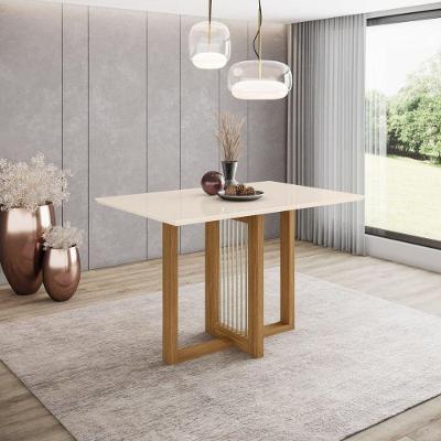 Mesa de Jantar Natalí 4 Lugares Retangular MDF Nature e Off White Henn