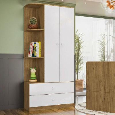 Guarda Roupa Infantil Labirinto 2 Portas 2 Gavetas MDP Rústico e Branco Henn