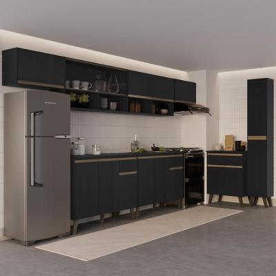 Cozinha Completa Atlanta Path 16 Portas 3 Gavetas MDP Preto Touch Carraro