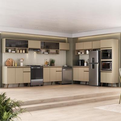 Cozinha Completa Atlanta Frame 3 Gavetas MDP 555CM Amêndoa Carraro