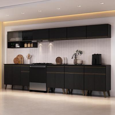 Cozinha Completa Atlanta Neo 15 Portas 4 Gavetas MDP 345CM Preto Touch