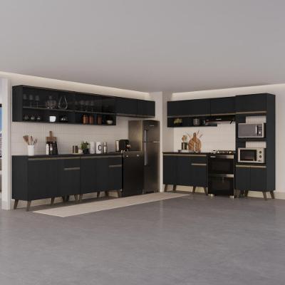Cozinha Completa Atlanta Point 20 Portas 3 Gavetas MDP 555CM Preto Touch