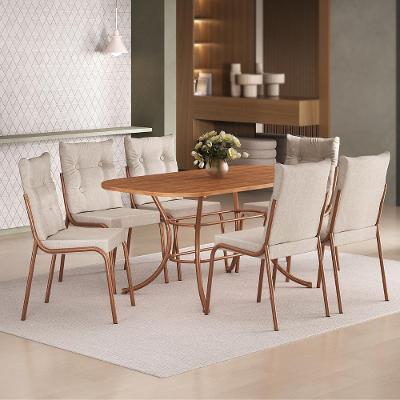 Conjunto de Jantar Madrid 6 Lugares MDP Rosê 160CM Móveis Carraro