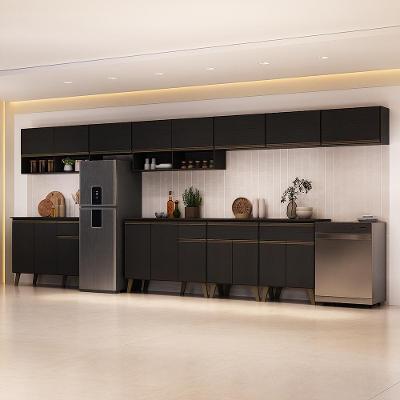Cozinha Completa Atlanta Pier 18 Portas 4 Gavetas MDP 450CM Preto Touch