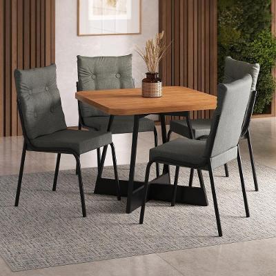 Conjunto de Jantar California 4 Lugares MDP Preto 90CM Móveis Carraro