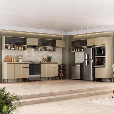 Cozinha Completa Atlanta Mnove 18 Portas 2 Gavetas MDP 555CM Amêndoa