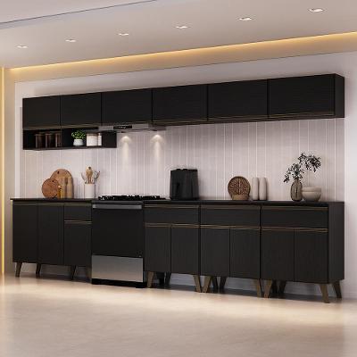 Cozinha Completa Atlanta Live 15 Portas 4 Gavetas MDP 345CM Preto Touch Carraro