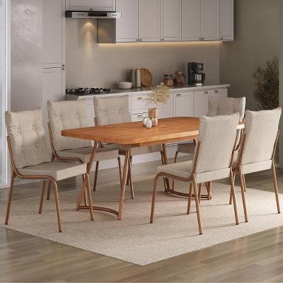 Conjunto de Jantar Dallas 6 Lugares MDP Cadeiras Estofadas Rosê Móveis Carraro