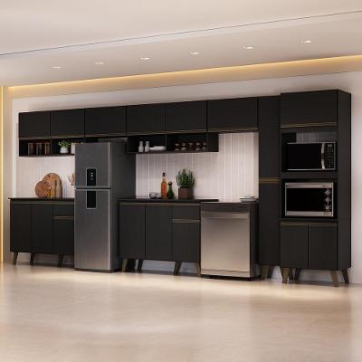 Cozinha Completa Atlanta Civic 17 Portas 2 Gavetas MDP Preto Touch Carraro