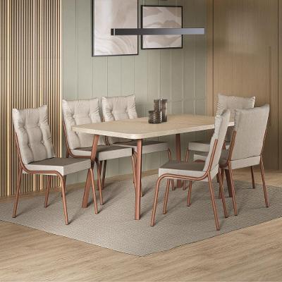 Conjunto de Jantar Dublin 6 Lugares MDP Rosê 160CM Móveis Carraro